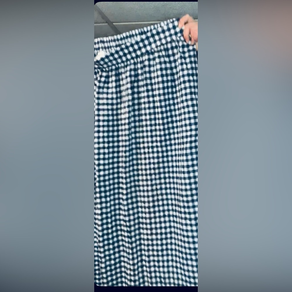 Blue and White Gingham Maxi Skirt Ava & Viv